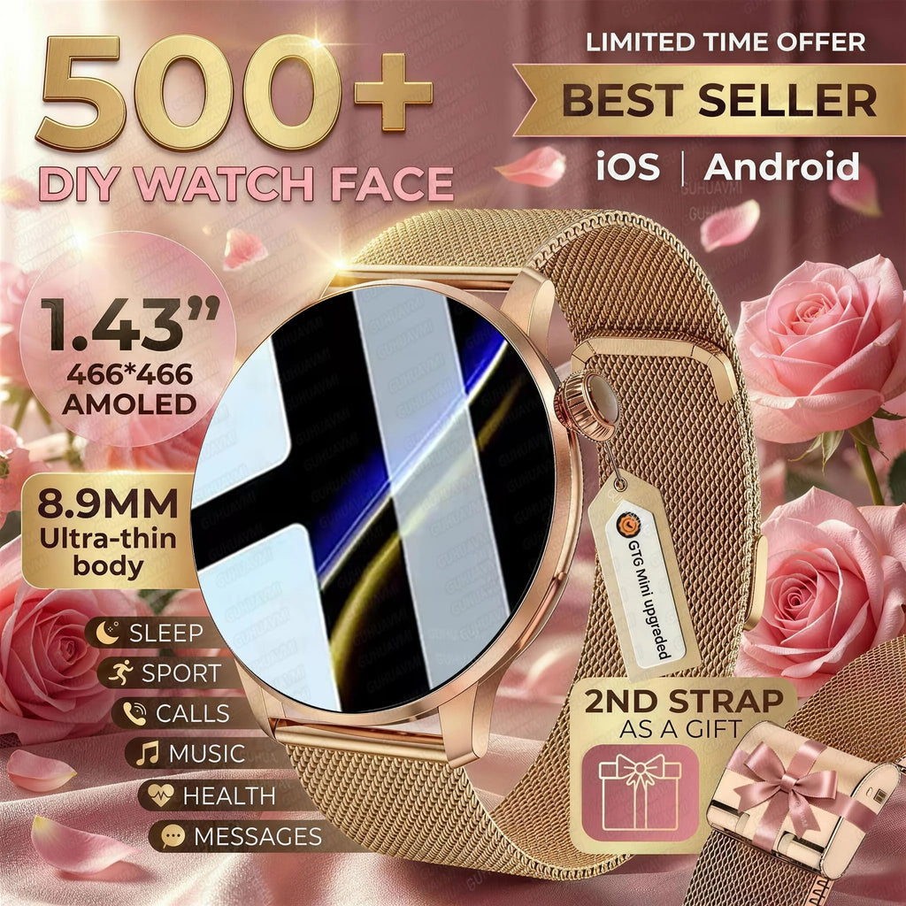 2026 New Smart Watch For Women Gift 1.43 Inch Full Touch Screen Sports Watches 500+Custom Dial Call Waterproof Smartwatch Ladies