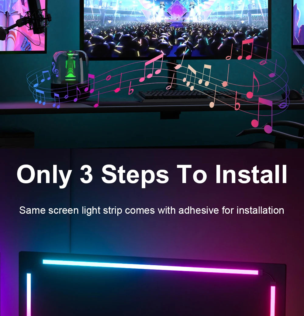 Smart Ambient TV PC Display Sync Computer Monitor Backlight LED Strip Light RGB Smart DIY Game Holiday Atmosphere Decor Lamp