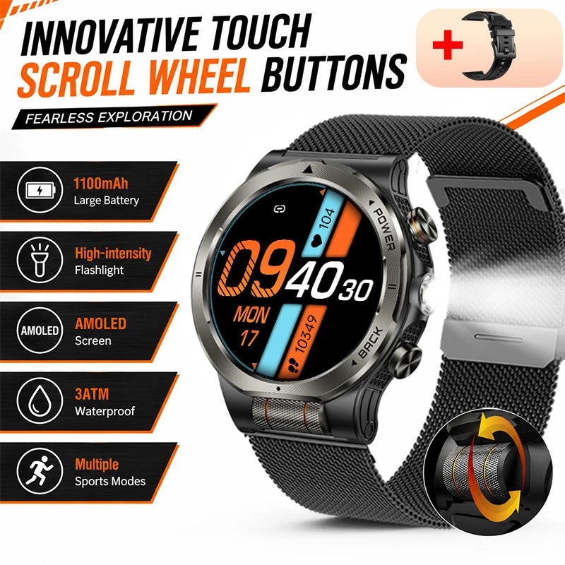 Smart Watch 1.43AMOLED Colorful Screen Highlight 1100mAh Battery Outdoor Compass 100+ Sports Mode Health Monitoring Smart Watch