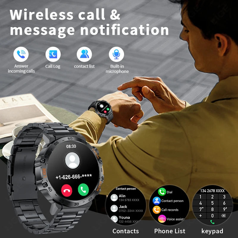 LIGE Smart Watch Men 360*360 AMOLED HD Screen Waterproof Sports Fitness Watches Flashlight Men Smartwatch For Andrio IOS 2026