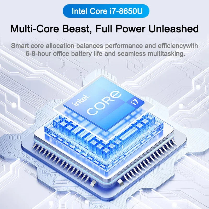 Windows 11 Pro Portable New 14.1 Ultra Slim Laptop 32GB 2TB Gaming PC 1920*1080 HD Office Study Intel Core I7-8650U