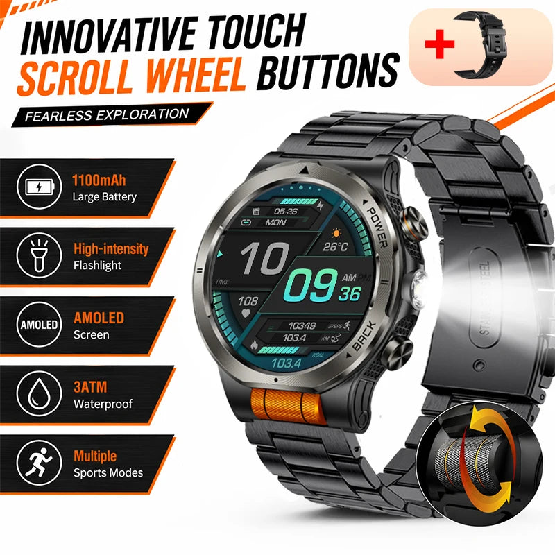 Smart Watch 1.43AMOLED Colorful Screen Highlight 1100mAh Battery Outdoor Compass 100+ Sports Mode Health Monitoring Smart Watch