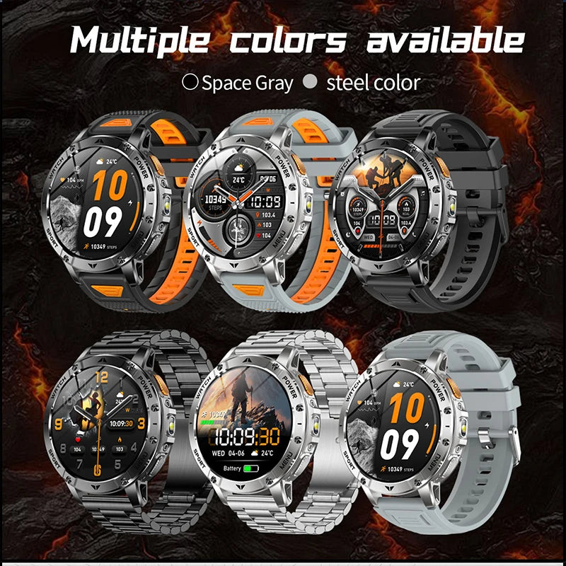 2026 Smartwatch,1400mAh battery,1.7"IPS screen,120+sports,SOS strobe alarm,IPX8 waterproof,LED light,BT Call,Xmas birthday gift