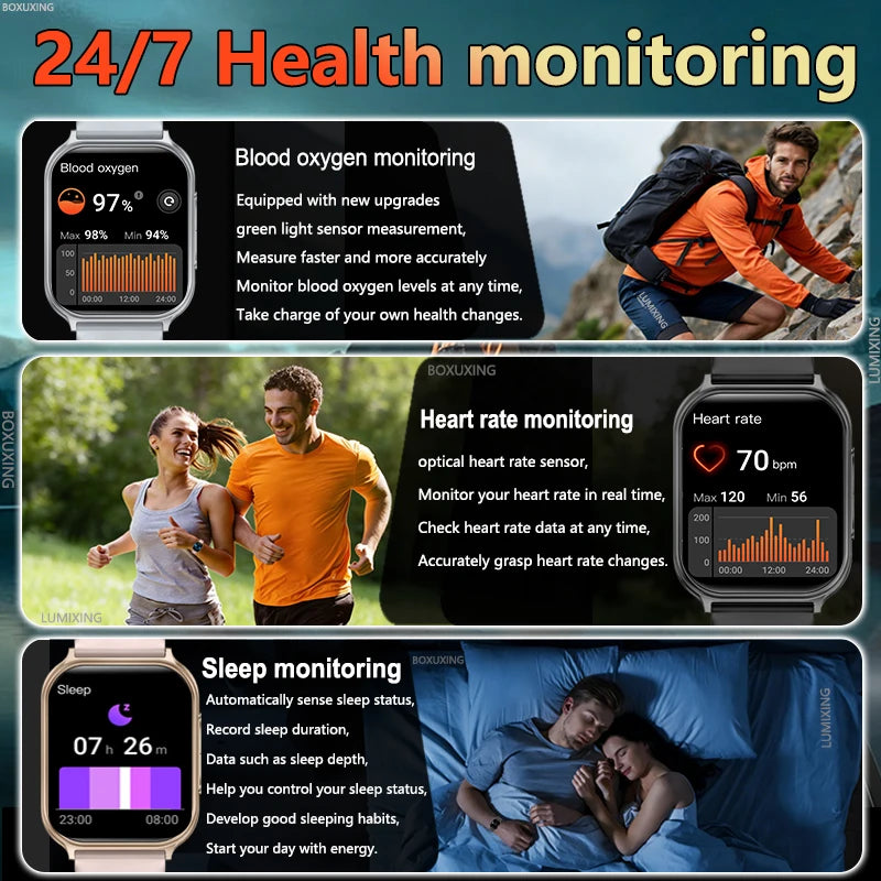 2026 New Smartwatches Men Women Professional Sports Fitness IP68 Waterproof Built-in 24H Heart Rate Bluetooth Call Smart Watch