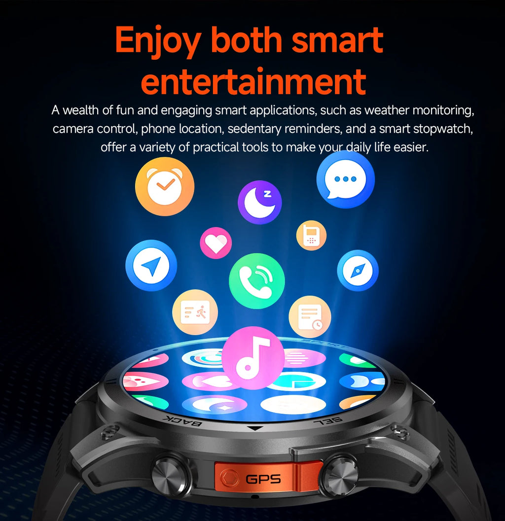 2026NEW Smart Watch Outdoors Sports MAN Bluetooth Call IP68 Waterproof Heart Rate GPS HD Screen Large Battery Health Monitoring