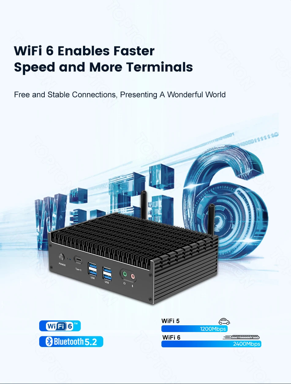 13th Gen i7 1355U i5 1335U Fanless Intel Mini PC 2*2.5G LAN PCIE4.0 DDR4 Tunderbolt 4 eGPU Desktop PC Gamer Mini Computer WiFi6