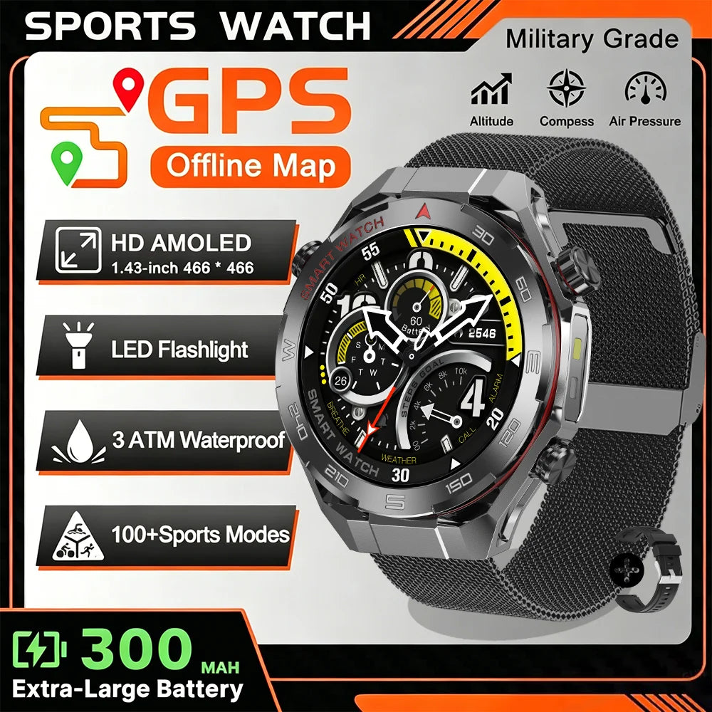 2026 smartwatch, 1.5-inch touchscreen, supports wireless calls, music, various sports modes, message sending and alarm functions