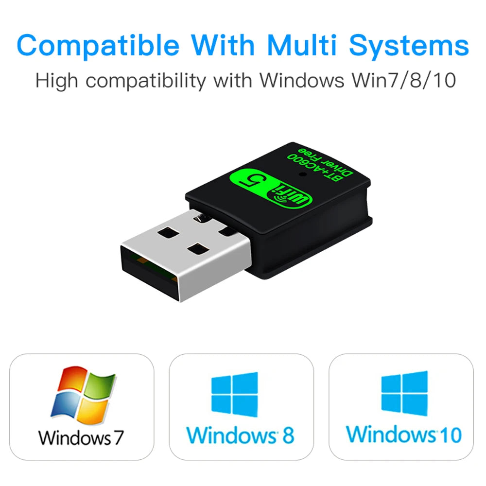FENVI 600Mbps USB WiFi Adapter Bluetooth 2 in 1 Dongle Dual Band 2.4G/5GHz Network Wireless Receiver Driver Free For PC Win10/11