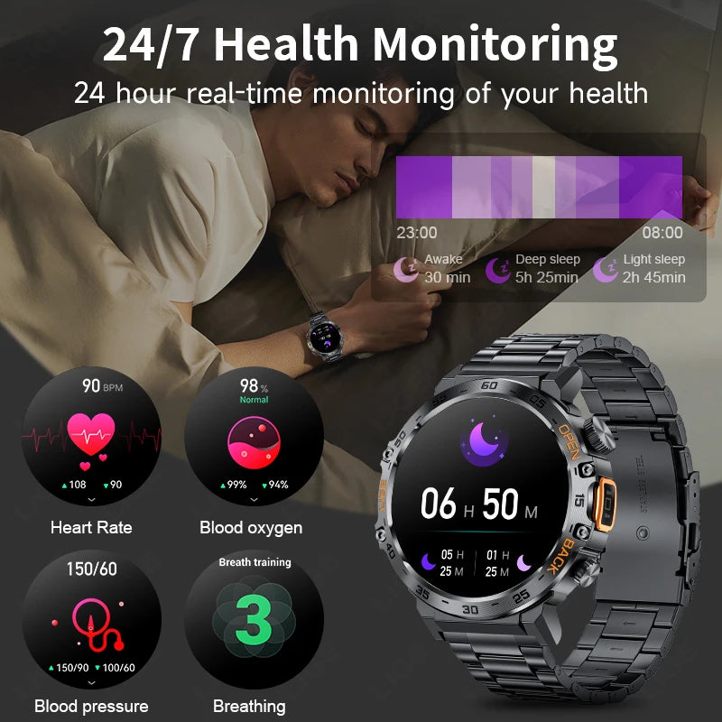 LIGE Smart Watch Men 360*360 AMOLED HD Screen Waterproof Sports Fitness Watches Flashlight Men Smartwatch For Andrio IOS 2026