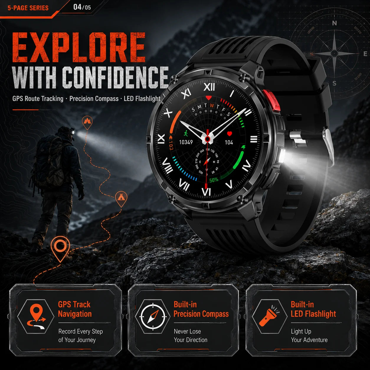 Smart Watch IP68 Waterproof Alarm Clock Reminder Music Control Breathing Training Exercise Mode Health Monitoring Smart Watch