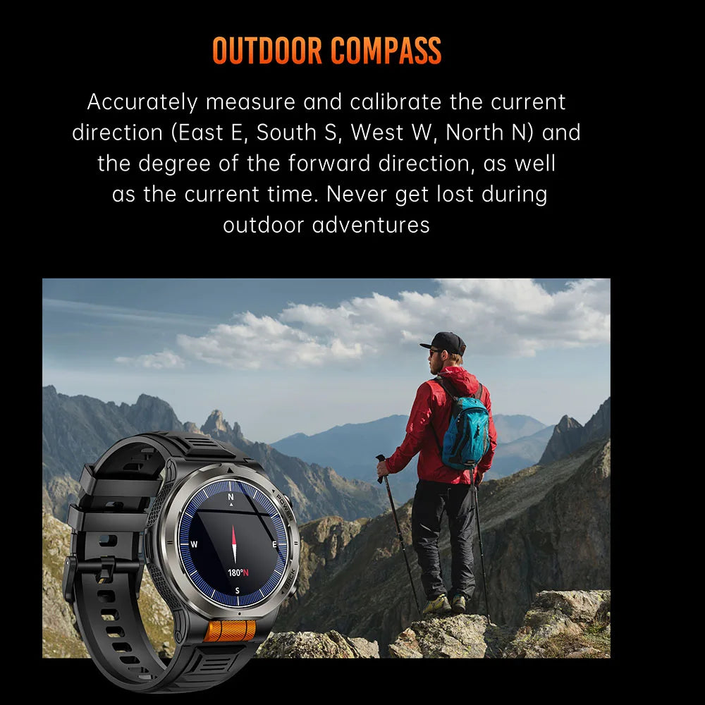 Smart Watch 1.43AMOLED Colorful Screen Highlight 1100mAh Battery Outdoor Compass 100+ Sports Mode Health Monitoring Smart Watch