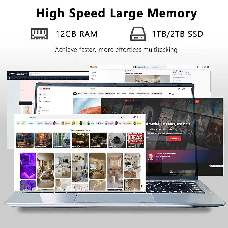 2026 14.1"Laptop Intel Core i7 8650U Atom A3950 Portable Laptops Windows 11 Computer 4K HD 12GB RAM 1TB 2TB SSD Notebook Office