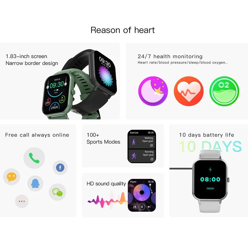 2025 New Smart Watch For Men Women Gift Full Touch Screen Sports Fitness Watches Bluetooth Call Smartwatch Woman For Andriod&IOS
