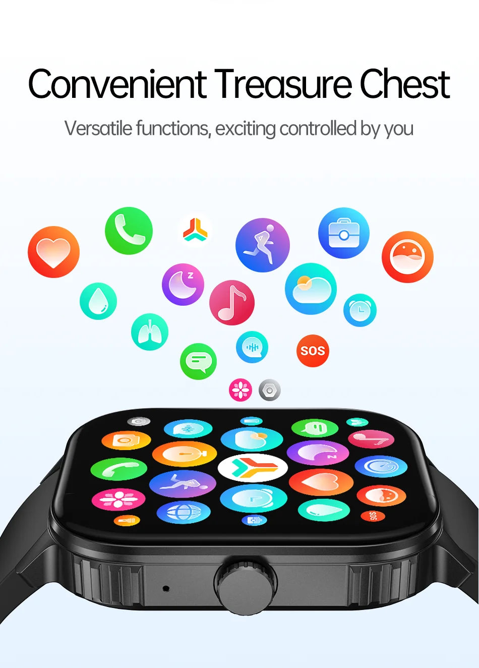 2026 upgraded smartwatch -1000mAh long battery life, 2.04-inch large screen, wireless calling, 100+sports, neutral smartwatch