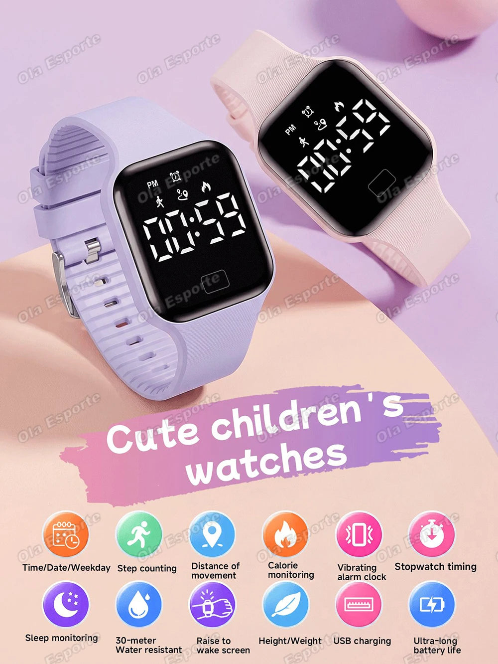 Smart Watch For Men Sports High School Student Sleep Monitor Waterproof Alarm Clock Multi Functional Women Electronic Watch HW12