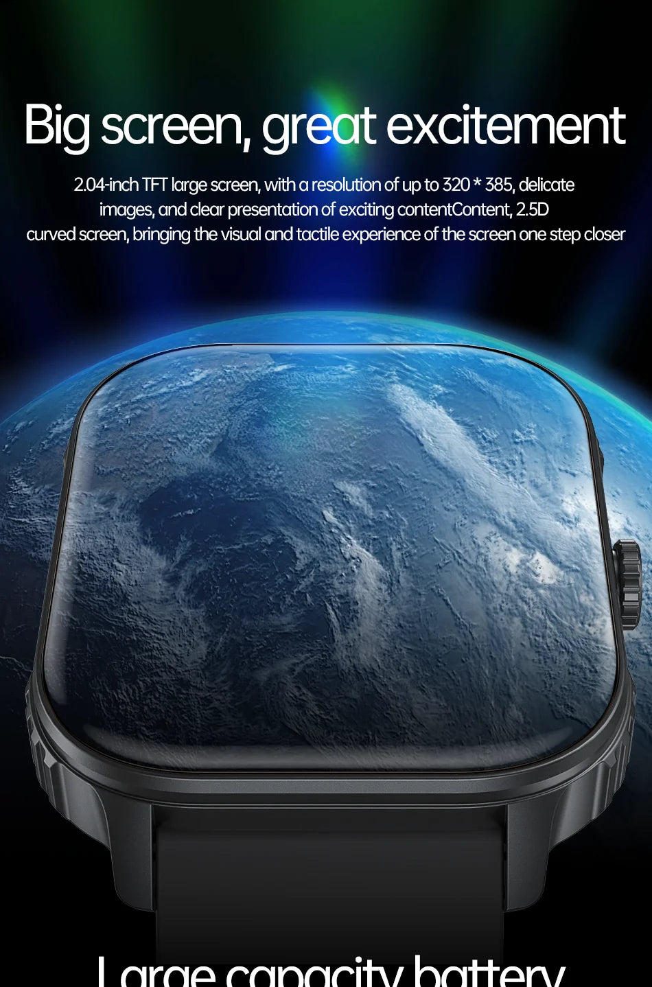 2026 upgraded smartwatch -1000mAh long battery life, 2.04-inch large screen, wireless calling, 100+sports, neutral smartwatch
