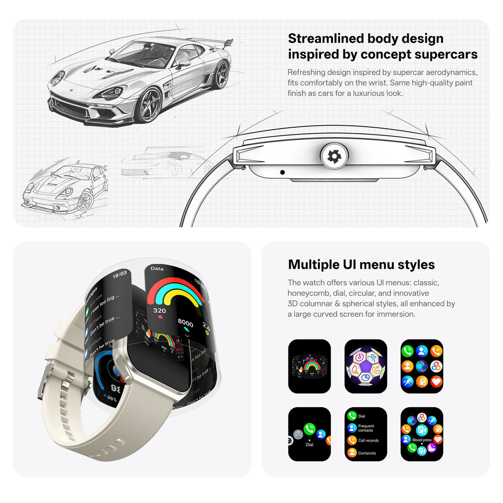 Smart Watch for Men's Women's 1.95-inch AMOLED HD Screen IP68 Waterproof 100+Sports Mode Fitness Tracker Heart Rate monitoring