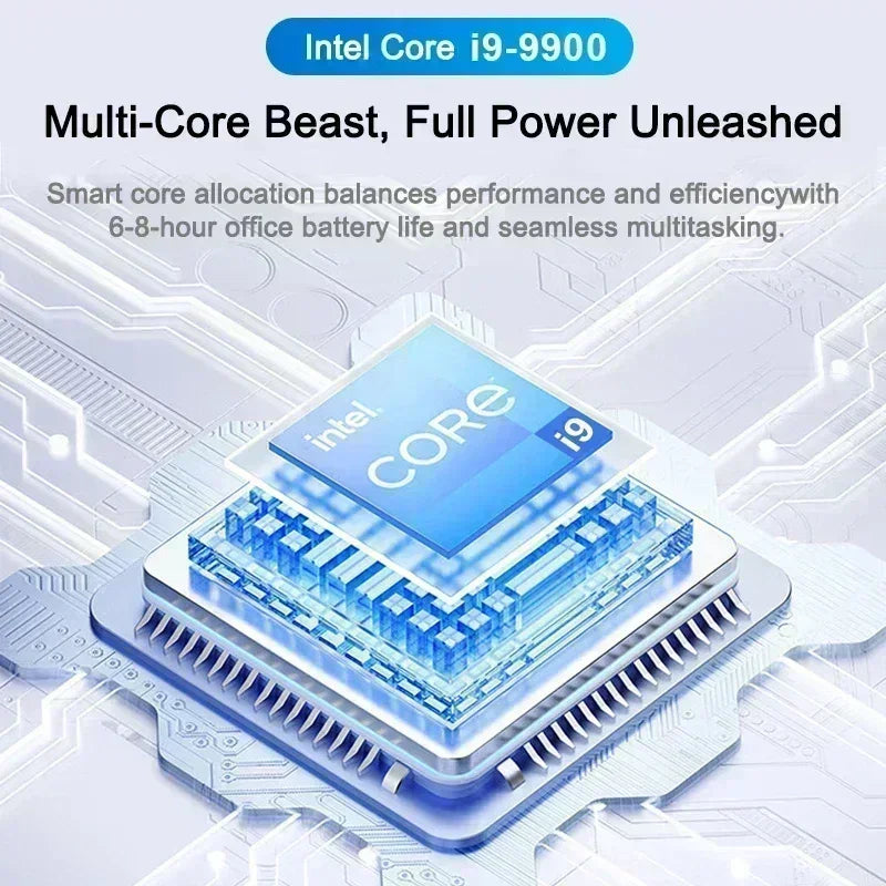 2026 NEW 15.6" Portable Ultra Laptop Intel Core i9-9900, 16GB RAM, 1TB SSD, High Speed Gaming and Office Notebook PC