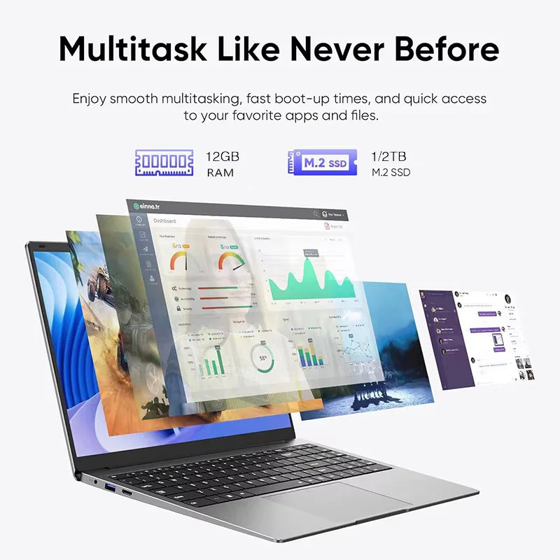 2026 Intel Core i7 9850H Intel A3950 Ultra Slim Laptop 14.1“ Windows 11 Notebook Computer 12GB RAM 1TB SSD Office Study Laptop
