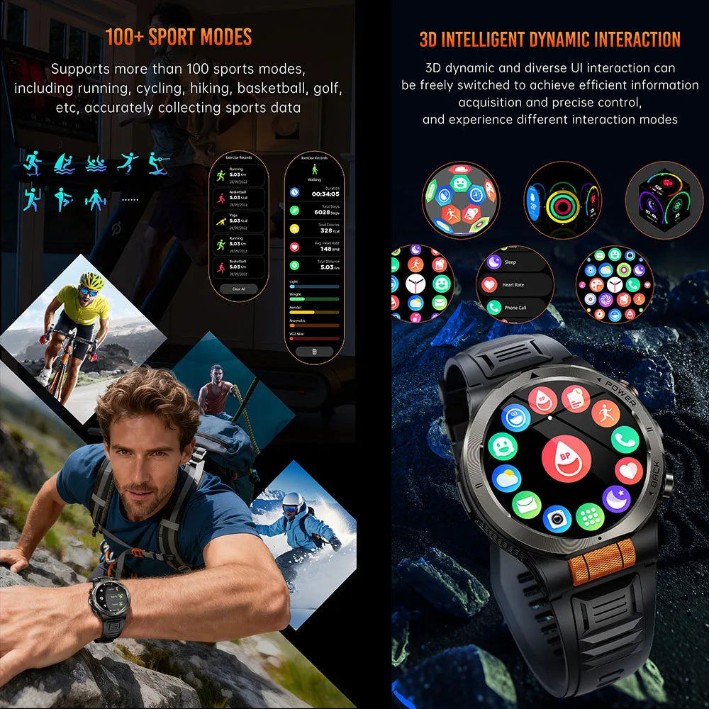 Smart Watch 1.43AMOLED Colorful Screen Highlight 1100mAh Battery Outdoor Compass 100+ Sports Mode Health Monitoring Smart Watch