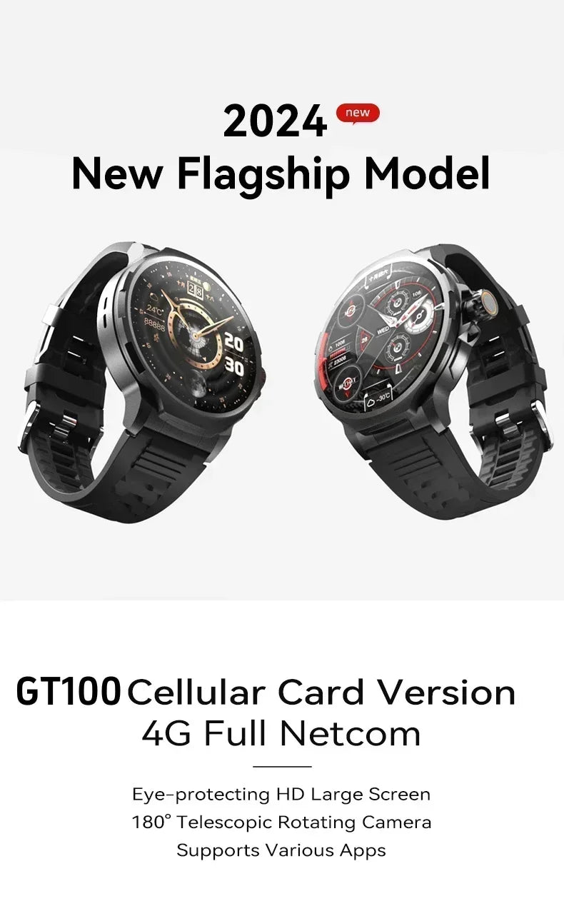 2025 New Smartwatch 1.85-inch Display High Definition Screen Android OS 4G SIM Card 180° Rotating Camera Waterproof WiFi GPS