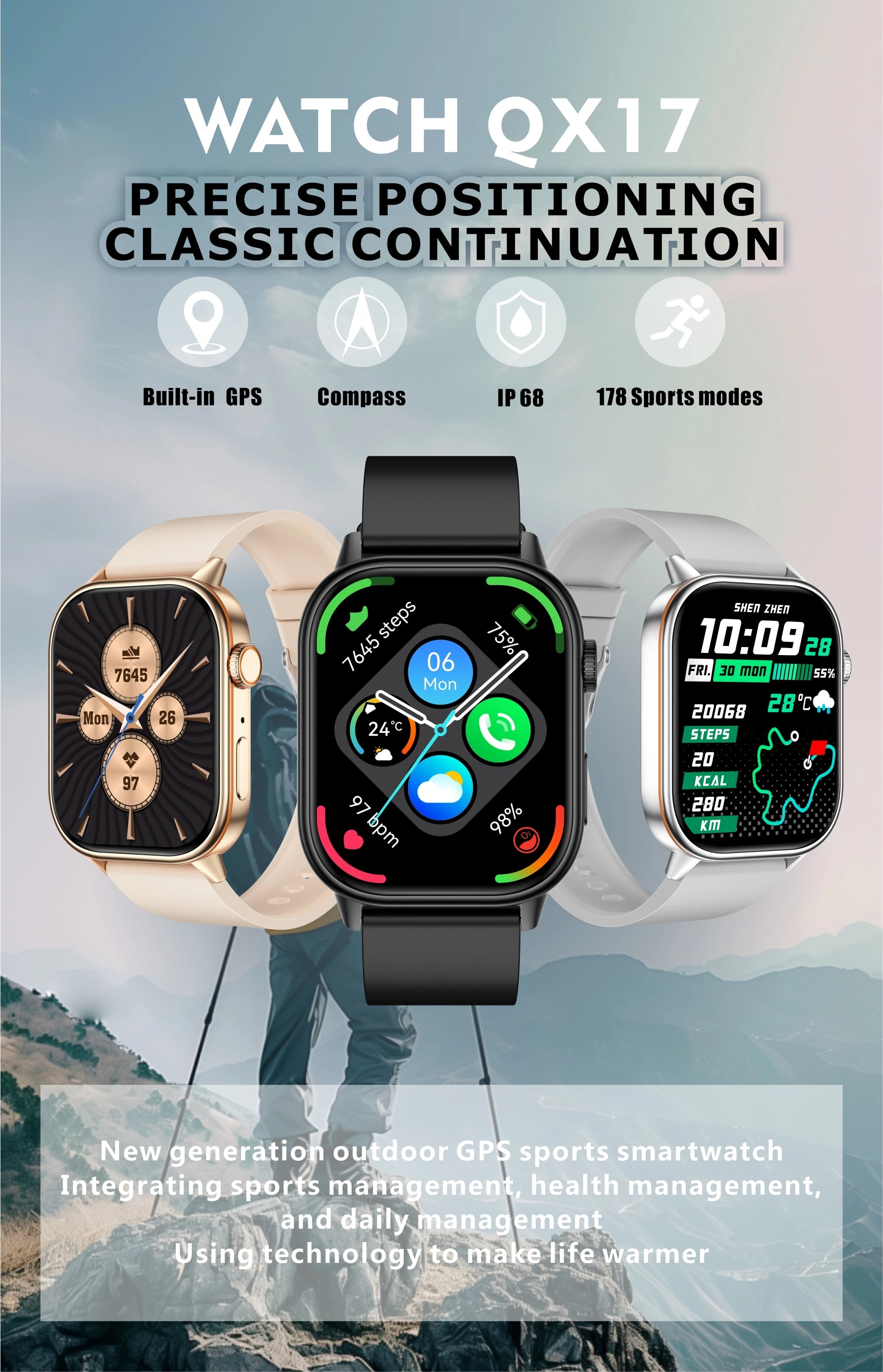 New Smart Watch for Men and Women HD AMOLED Screen Heart Rate Bluetooth Call GPS Tracking IP67 Waterproof Sports Smart Watch