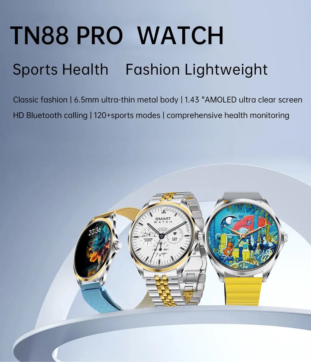 Smart Watch  6.5mm Ultra - Thin 1.43" AMOLED Screen Bluetooth Call 120+ Sports Modes for Daily & Sports