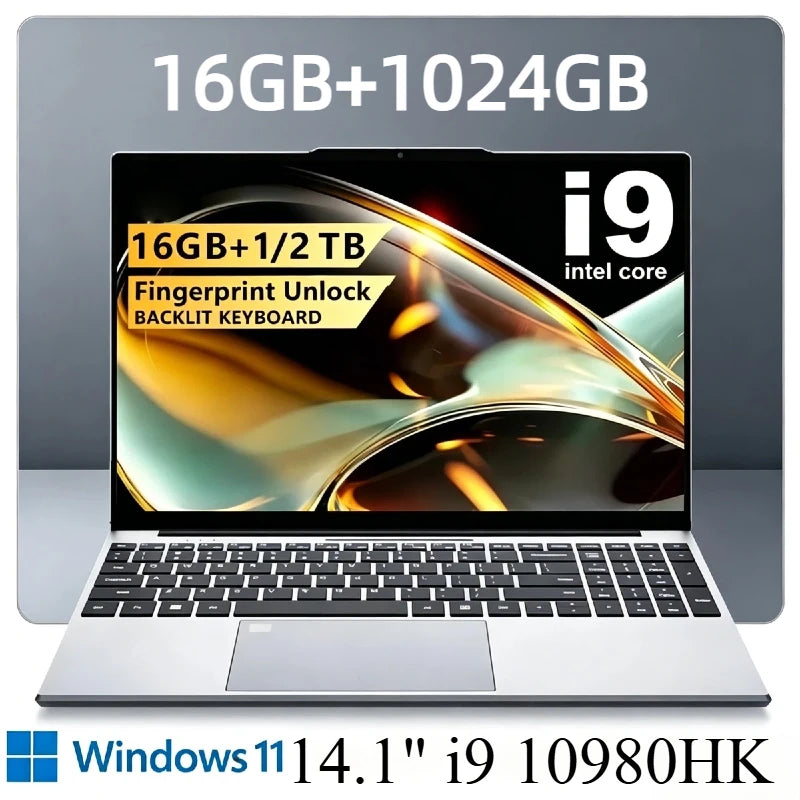 Intel Core i9 10980HK 14.1 Inch Windows 11 Pro Laptop 32GB RAM 2TB M.2 SSD 8 Core 16 Thread Notebook Gaming Office Computer