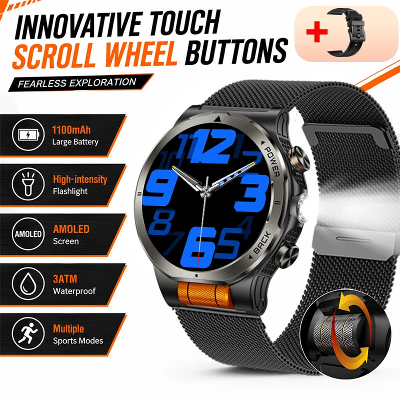 Smart Watch 1.43AMOLED Colorful Screen Highlight 1100mAh Battery Outdoor Compass 100+ Sports Mode Health Monitoring Smart Watch