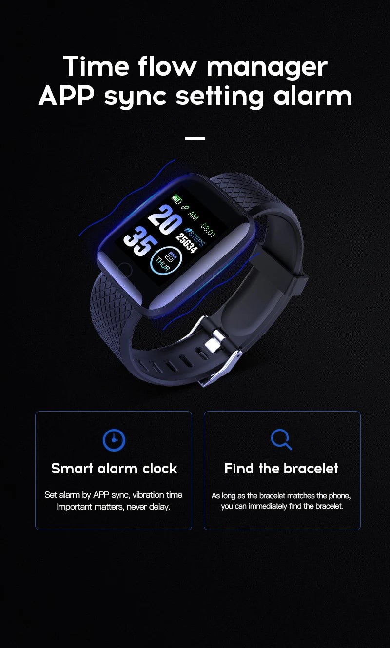 Smart Watch 116Plus D13 Sport Wristband Running Fitness Monitor Track Heart Rate Message Remind Men Smartwatch Woman Clock
