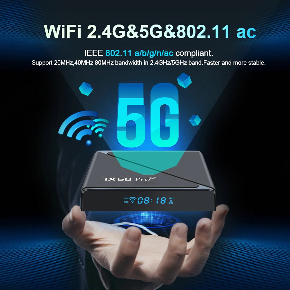 Smart TV Box Android 24 16GB 256GB Set Top Box 14K H313 Quad Core 2.4G/5G Dual WiFi Media Player TV Box with Remote