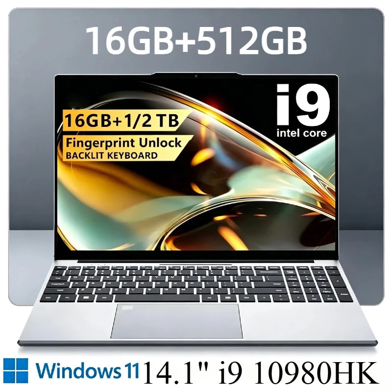 Intel Core i9 10980HK 14.1 Inch Windows 11 Pro Laptop 32GB RAM 2TB M.2 SSD 8 Core 16 Thread Notebook Gaming Office Computer