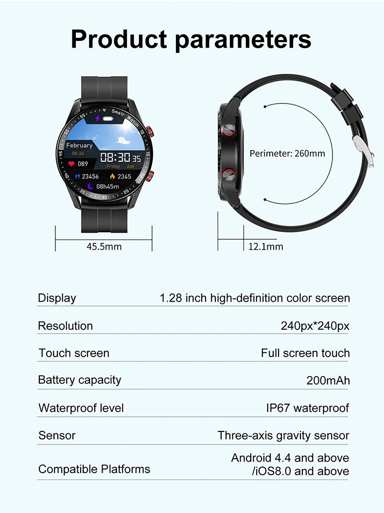 2026 New Electronic Smartwatch Waterproof Sports Watch Wrist Smart Watches for Man Women Fitness Tracker Clock for IOS Android