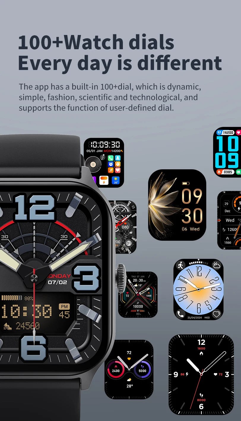2026 New Smart Watch Diagnosis Blood Lipids Uric Acid Blood Pressure Smartwatch Men ECG+HRV Voice Bluetooth Call Health watch
