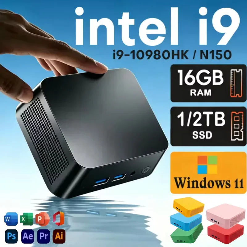 Windows 11 MiniPC Intel Core I9 10980HK 16GB 32GB RAM WIFI6 BT5.2 4K 1TB 2TB SSD 1000Mbps Protable Gaming Computer PC