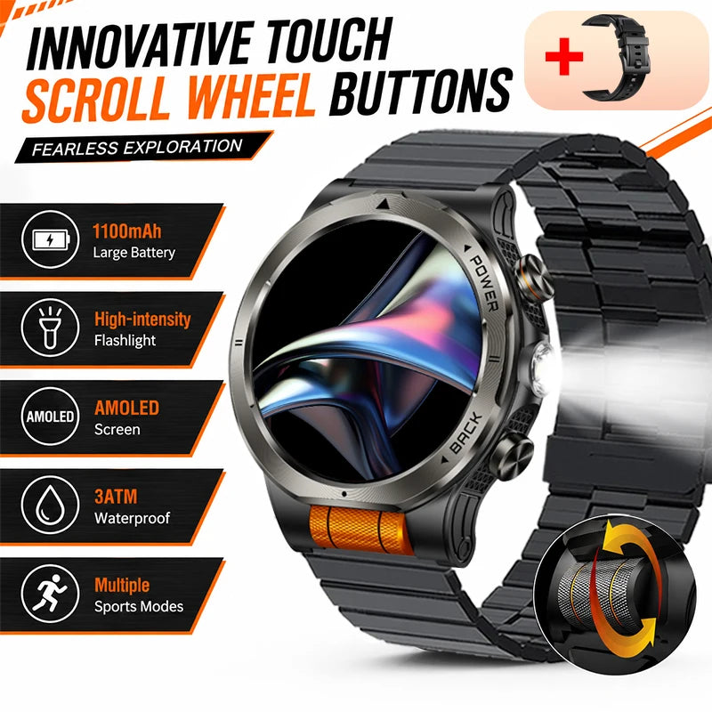 Smart Watch 1.43AMOLED Colorful Screen Highlight 1100mAh Battery Outdoor Compass 100+ Sports Mode Health Monitoring Smart Watch