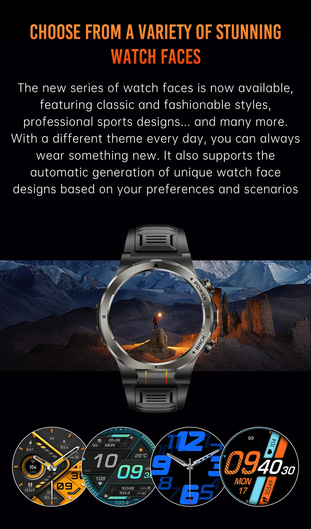 Smart Watch 1.43AMOLED Colorful Screen Highlight 1100mAh Battery Outdoor Compass 100+ Sports Mode Health Monitoring Smart Watch