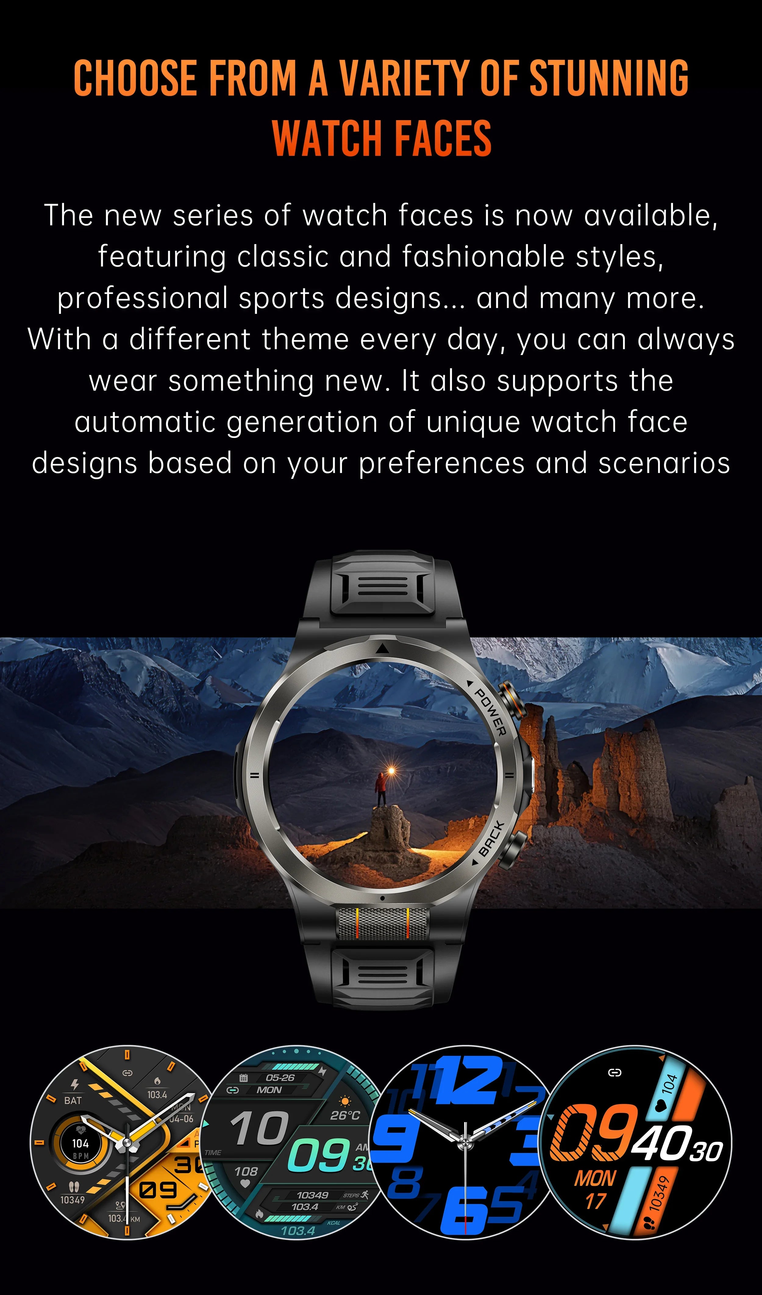 Smart Watch 1.43AMOLED Colorful Screen Highlight 1100mAh Battery Outdoor Compass 100+ Sports Mode Health Monitoring Smart Watch