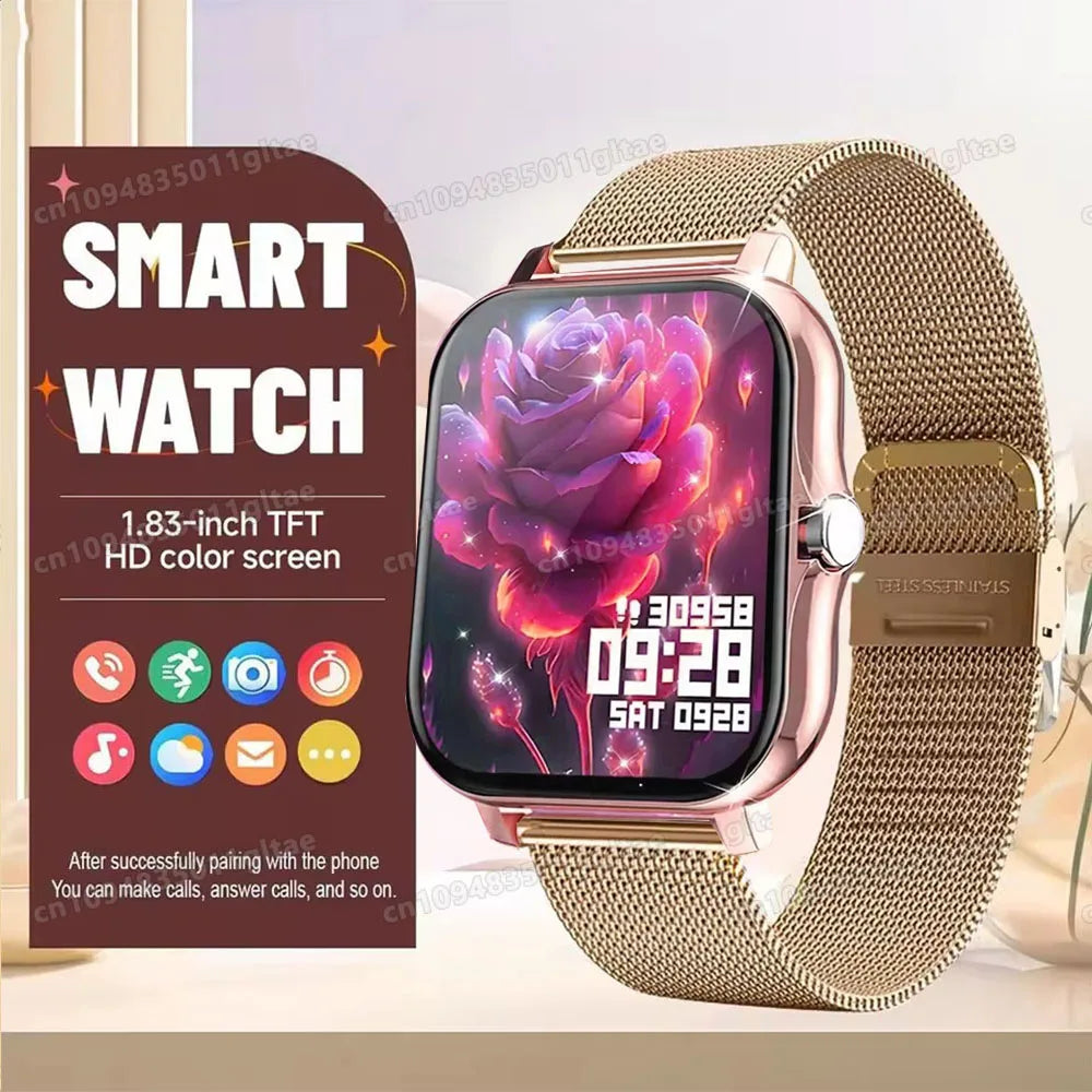 2026 New Smart Watch 2.01” Inch HD Screen Bluetooth Talk Pedometer IP68 Waterproof 123 Sport Modes Man Woman Watch Gift Pk HW12