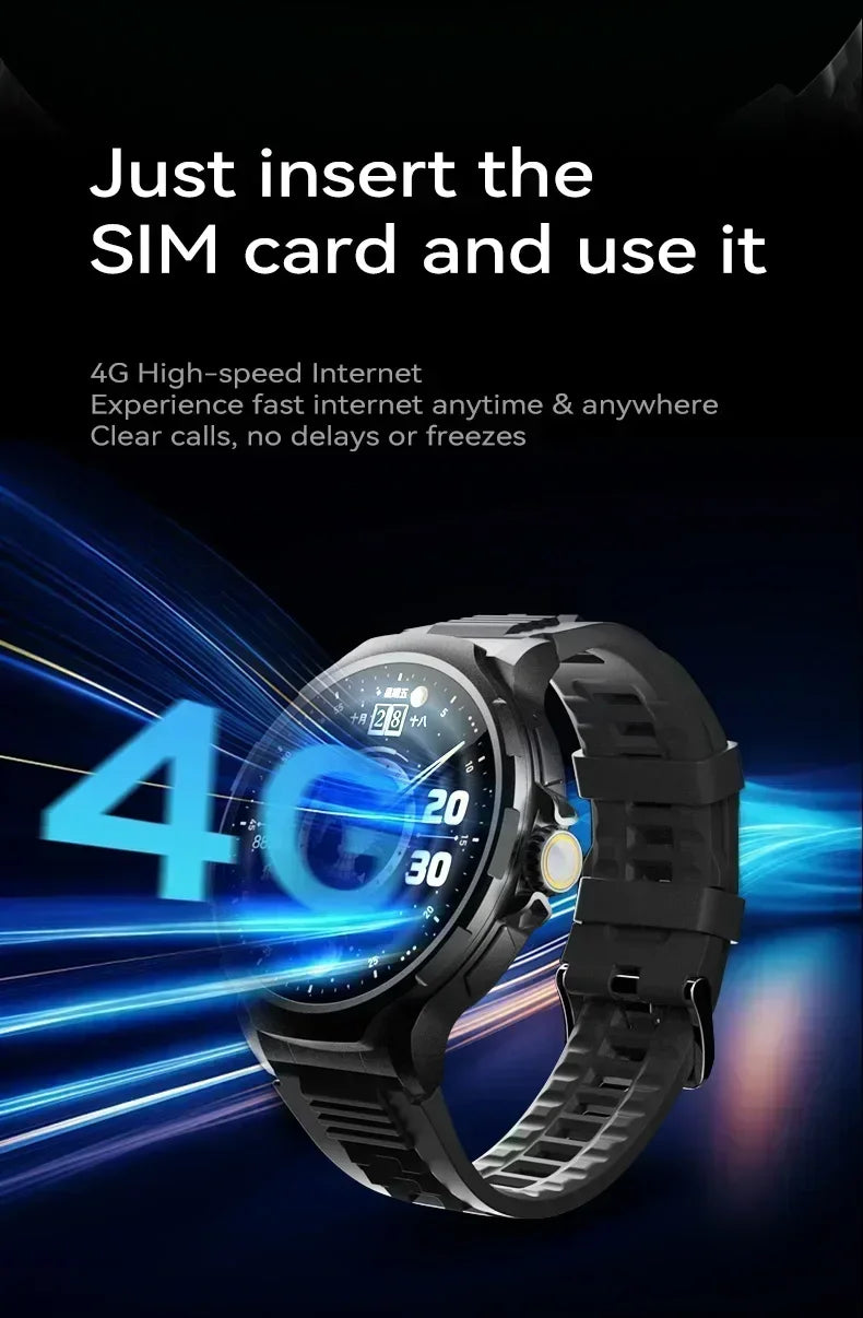 2025 New Smartwatch 1.85-inch Display High Definition Screen Android OS 4G SIM Card 180° Rotating Camera Waterproof WiFi GPS