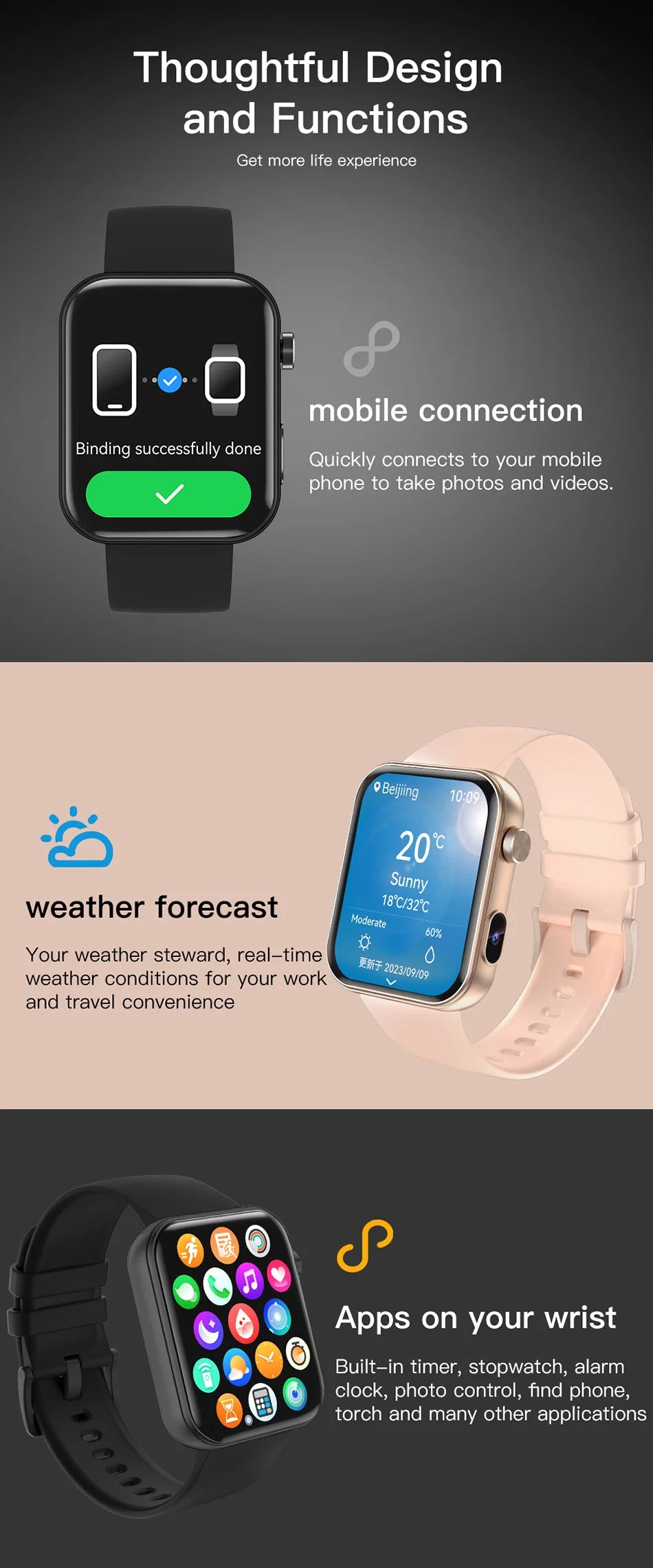 2025 New Smart Watch Men Women Camera Take Photos Record Video Health Monitor Sports Fitness Waterproof BT Call Smartwatch