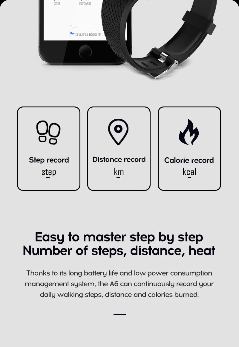 116plus Smart Watch Men and Women Full Touch Screen Sport Fitness Watch Man IP67 Waterproof Bluetooth For Ios Android Smartwatch