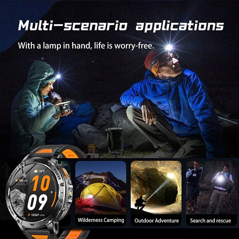 2026 Smartwatch,1400mAh battery,1.7"IPS screen,120+sports,SOS strobe alarm,IPX8 waterproof,LED light,BT Call,Xmas birthday gift