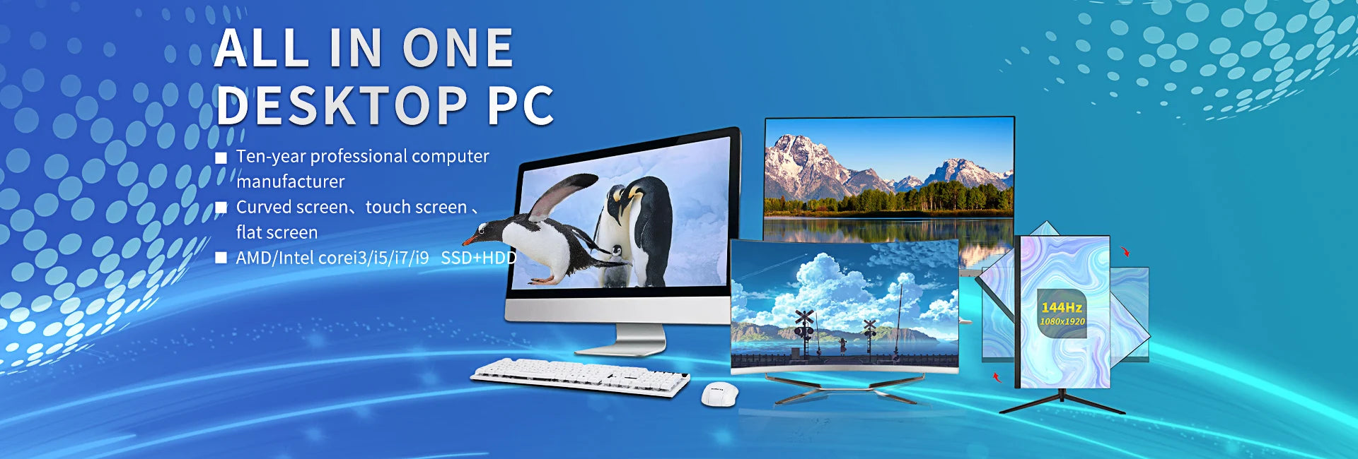 27 inch All In One Curved Screen desktop Intel i5/i7 Gamer Computer 16GB RAM SSD Full Set All In One PC Monoblock With Windows