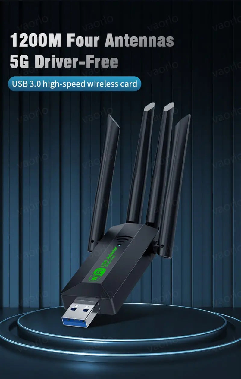Original 4 Antennas 1200Mbps WiFi USB 3.0 Adapter 2.4G/5GHZ Dual Band WiFi Dongle Wireless Network Card 802.11AC For Win 10/11
