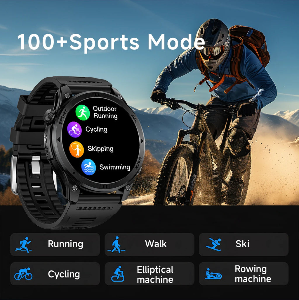 2026NEW Smart Watch Outdoors Sports MAN Bluetooth Call IP68 Waterproof Heart Rate GPS HD Screen Large Battery Health Monitoring