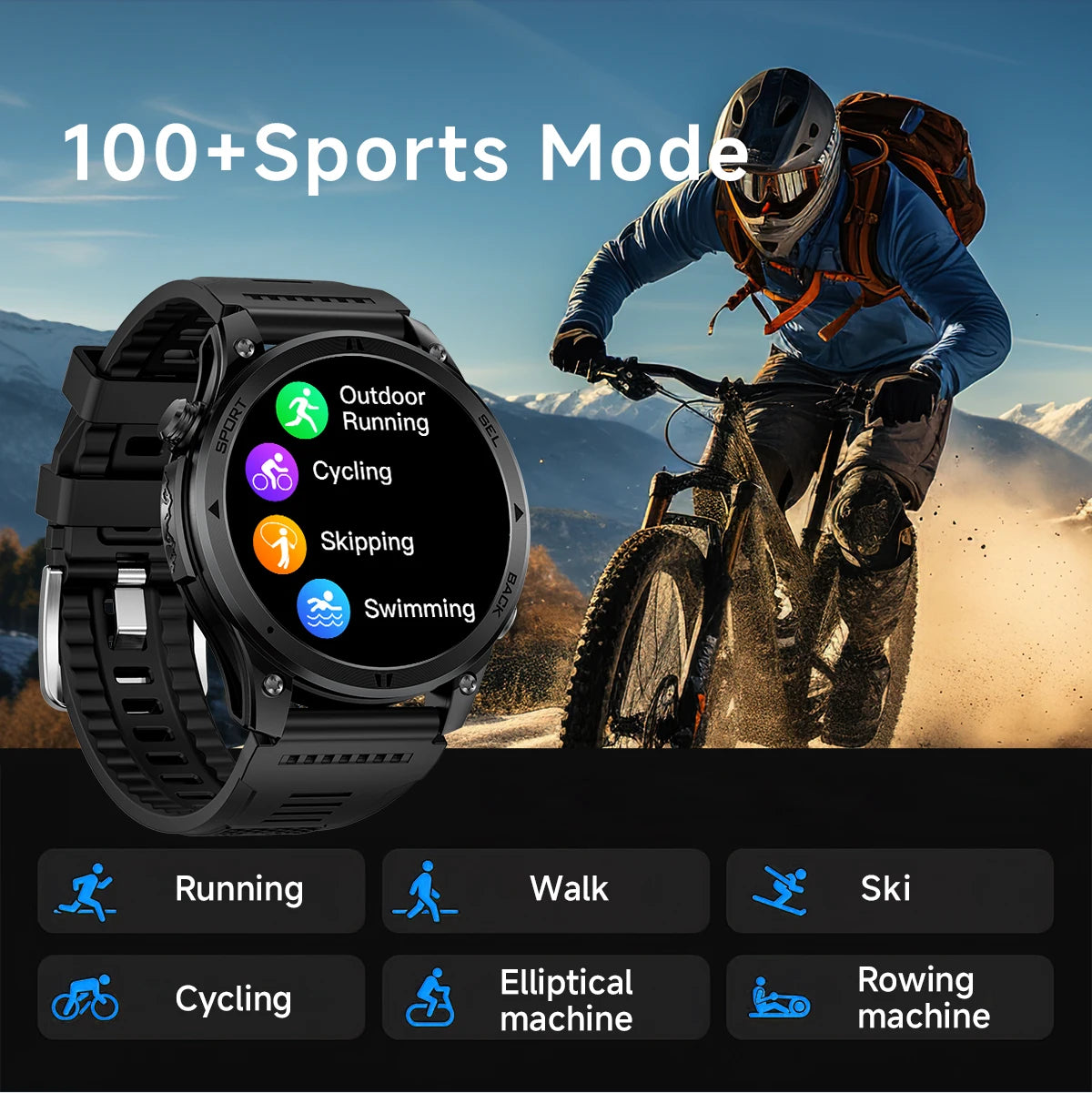 2026NEW Smart Watch Outdoors Sports MAN Bluetooth Call IP68 Waterproof Heart Rate GPS HD Screen Large Battery Health Monitoring