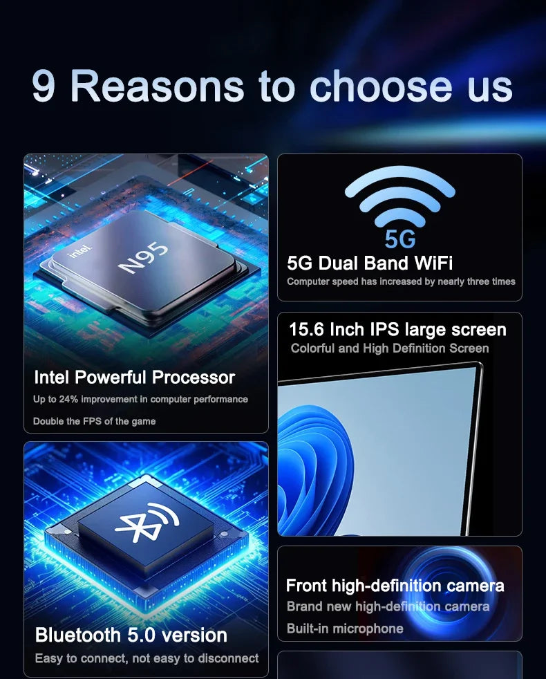 14.1 Inch Office Laptop Intel I9-9900 High Performance CPU 16GB RAM 2TB SSD Portable Business Notebook Windows 11 System