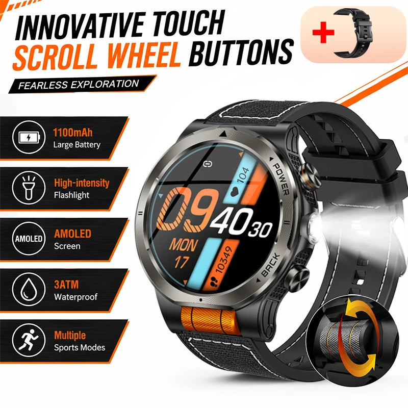 Smart Watch 1.43AMOLED Colorful Screen Highlight 1100mAh Battery Outdoor Compass 100+ Sports Mode Health Monitoring Smart Watch