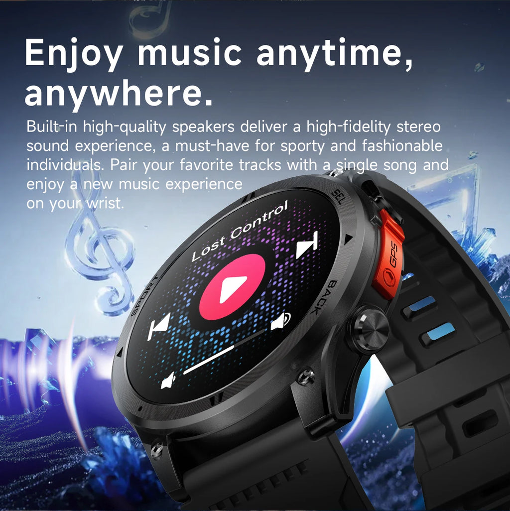 2026NEW Smart Watch Outdoors Sports MAN Bluetooth Call IP68 Waterproof Heart Rate GPS HD Screen Large Battery Health Monitoring